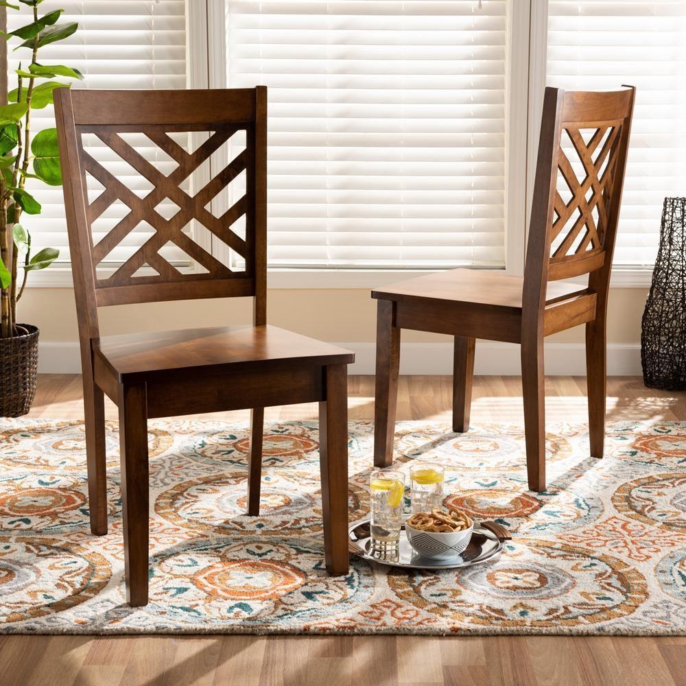 Caron Modern and Contemporary Transitional Walnut Brown Finished Wood  2-Piece Dining Chair Set