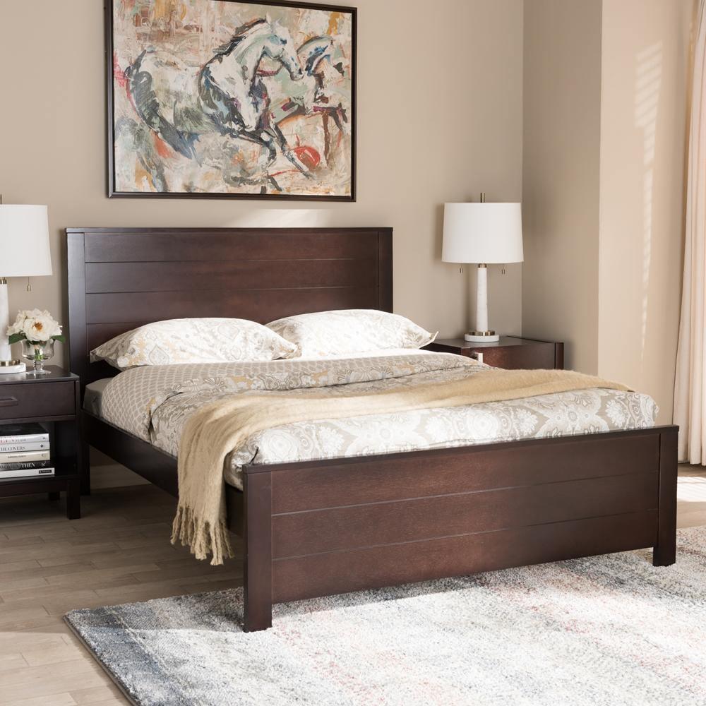 Catalina Modern Classic Mission Style Dark Brown-Finished Wood Full Platform Bed FredCo