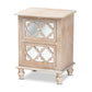 Celia Transitional Rustic French Country White-Washed Wood and Mirror 2-Drawer Quatrefoil Nightstand FredCo