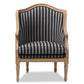 Charlemagne Traditional French Black and Grey Striped Accent Chair FredCo