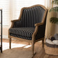 Charlemagne Traditional French Black and Grey Striped Accent Chair FredCo