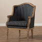 Charlemagne Traditional French Black and Grey Striped Accent Chair FredCo