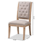 Charmant French Provincial Beige Fabric Upholstered Weathered Oak Finished Wood Dining Chair FredCo