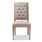 Charmant French Provincial Beige Fabric Upholstered Weathered Oak Finished Wood Dining Chair FredCo