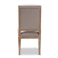 Charmant French Provincial Beige Fabric Upholstered Weathered Oak Finished Wood Dining Chair FredCo