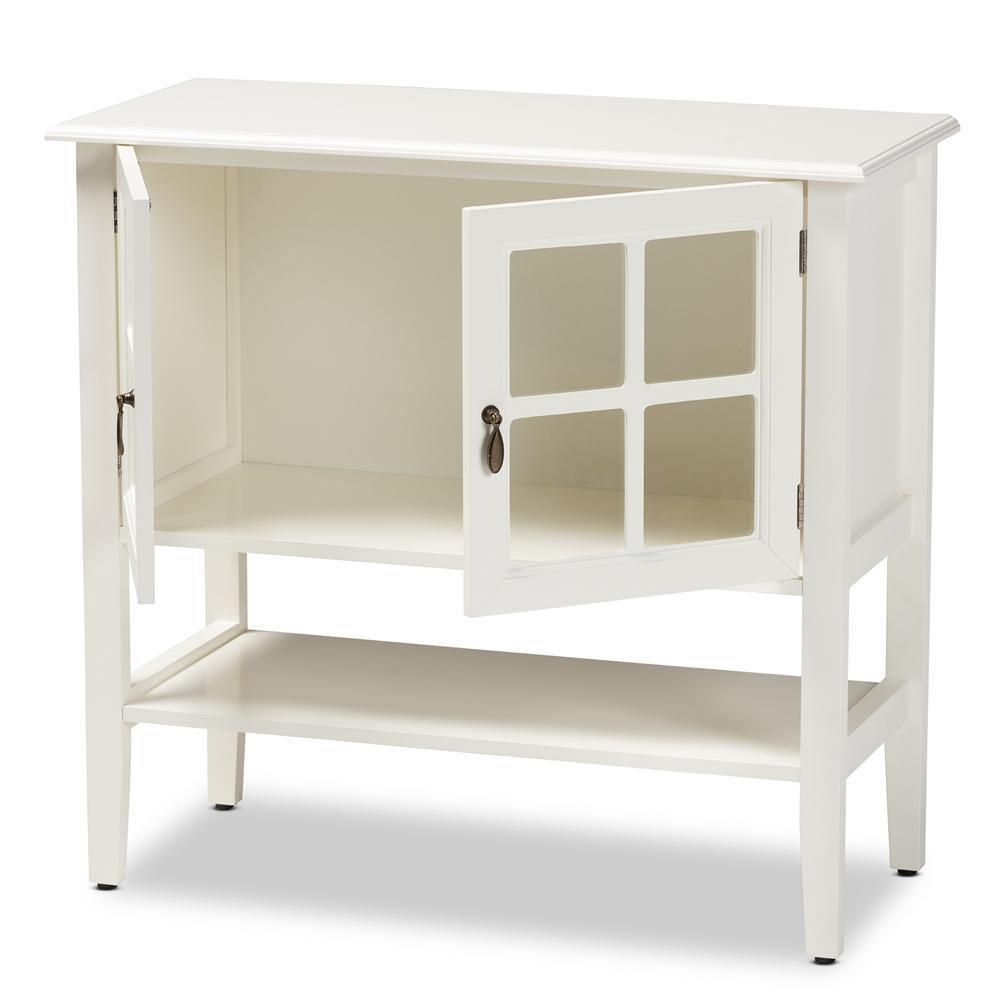 Chauncey Classic and Traditional White Finished Wood and Glass 2-Door Kitchen Storage Cabinet FredCo