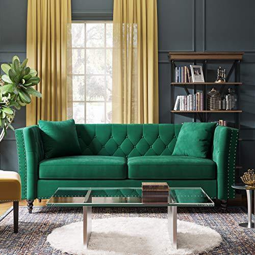 Chesterfield Velvet Couch Emerald | FredCo