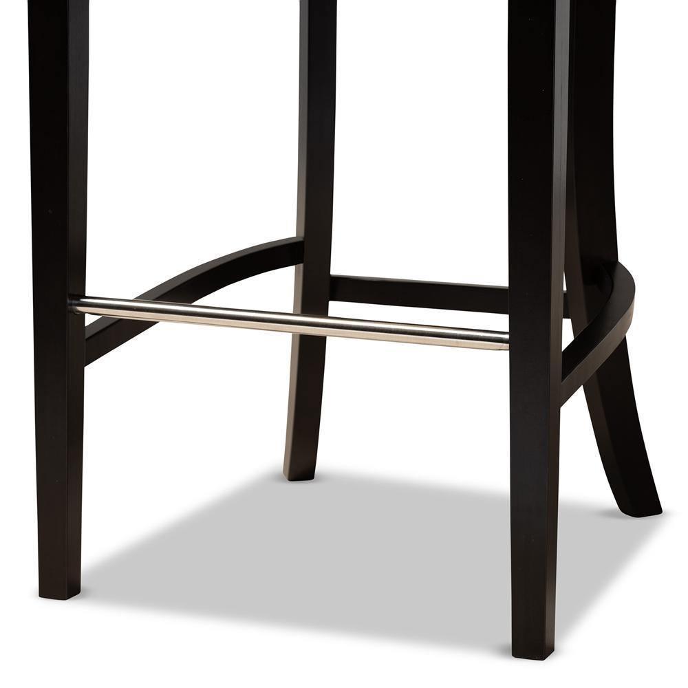 Chloe Modern and Contemporary Navy Blue Velvet Upholstered and Dark Brown Finished Wood 2-Piece Bar Stool Set FredCo