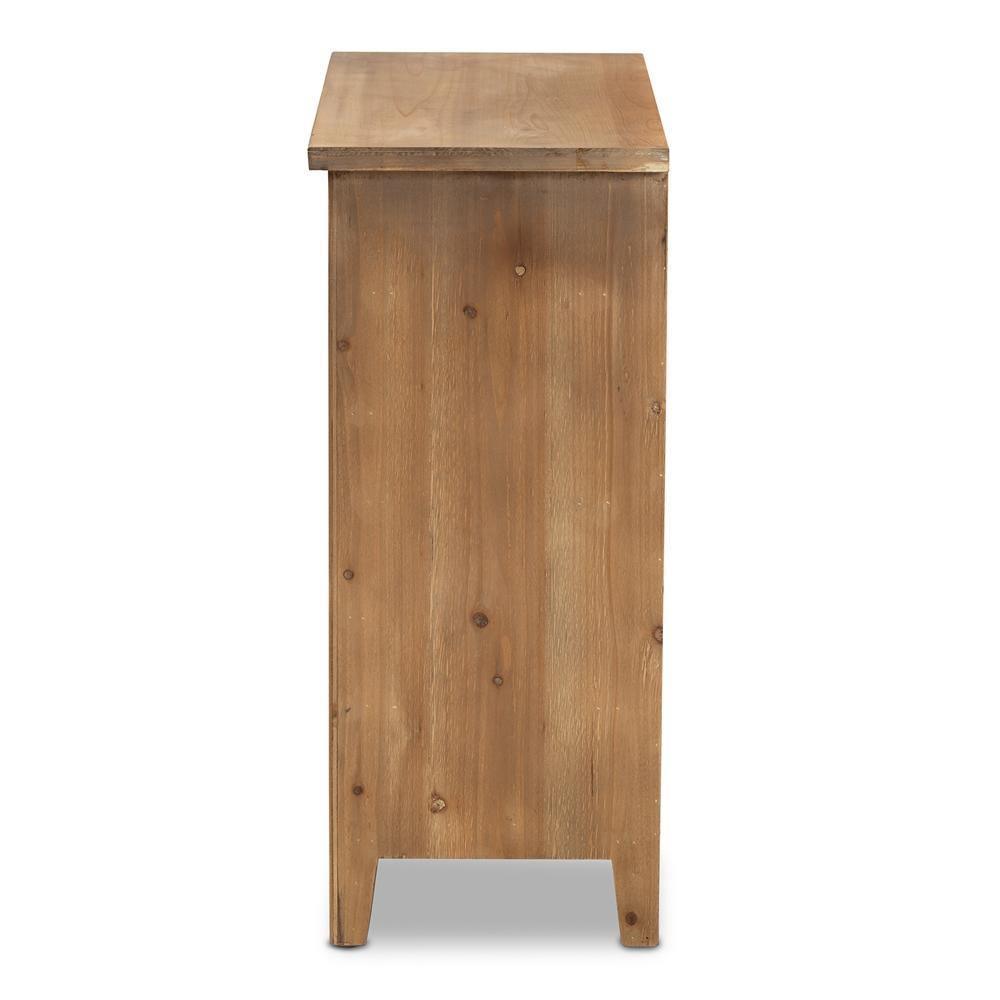 Clement Rustic Transitional Medium Oak Finished 3-Drawer Wood Spindle Storage Cabinet FredCo