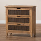 Clement Rustic Transitional Medium Oak Finished 3-Drawer Wood Spindle Storage Cabinet FredCo