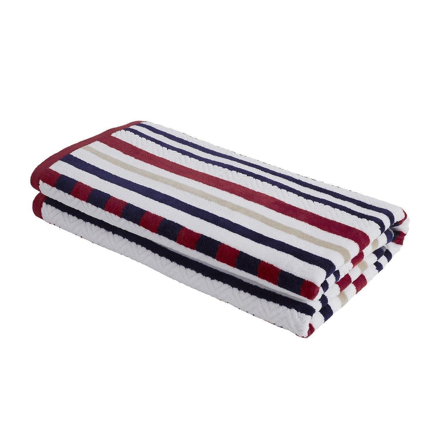 Cotton Stitch Stripe Textured (set of 2) Oversized Beach Towel - Red FredCo