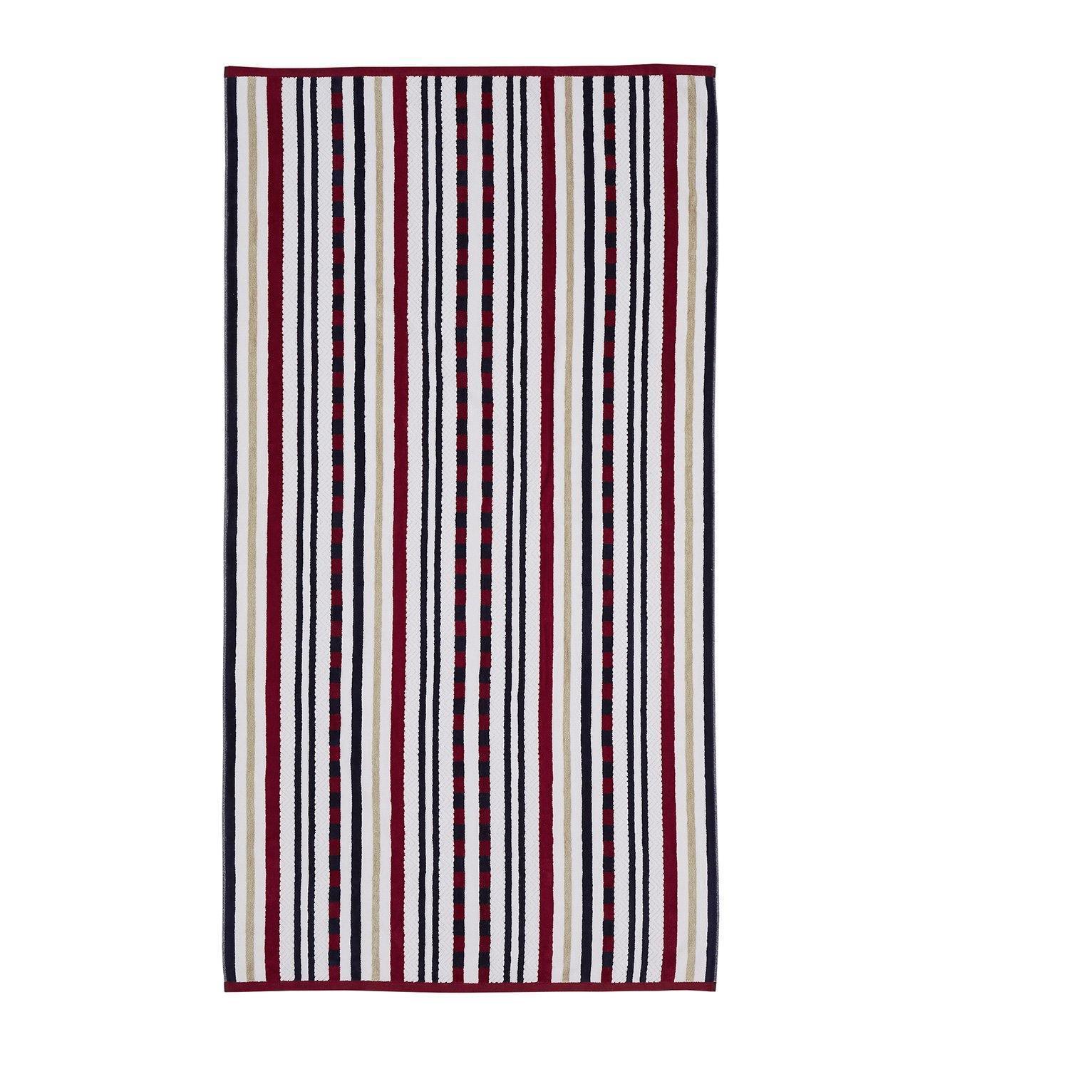 Cotton Stitch Stripe Textured (set of 2) Oversized Beach Towel - Red FredCo