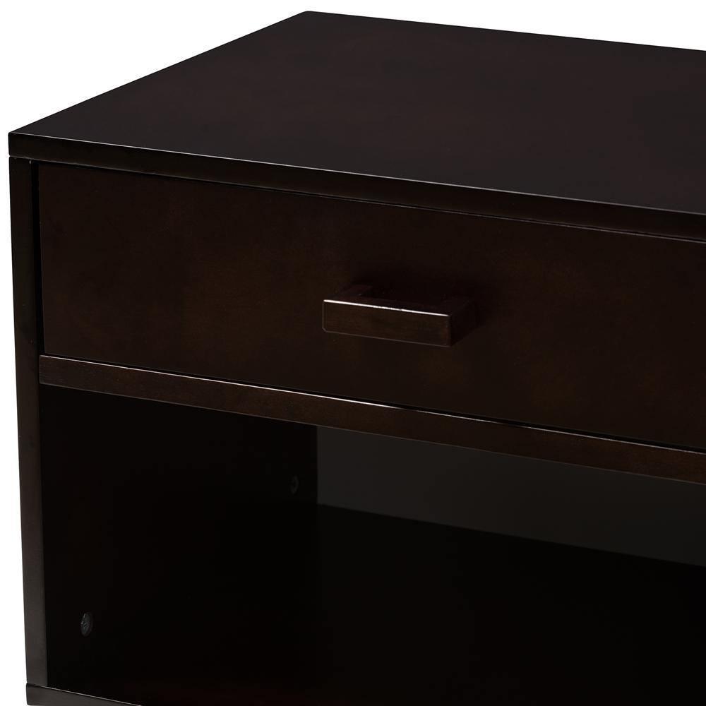 Deirdre Modern and Contemporary Dark Brown Wood 1-Drawer Nightstand FredCo