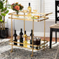 Destin Modern and Contemporary Glam Brushed Gold Finished Metal and Mirrored Glass 2-Tier Mobile Wine Bar Cart FredCo