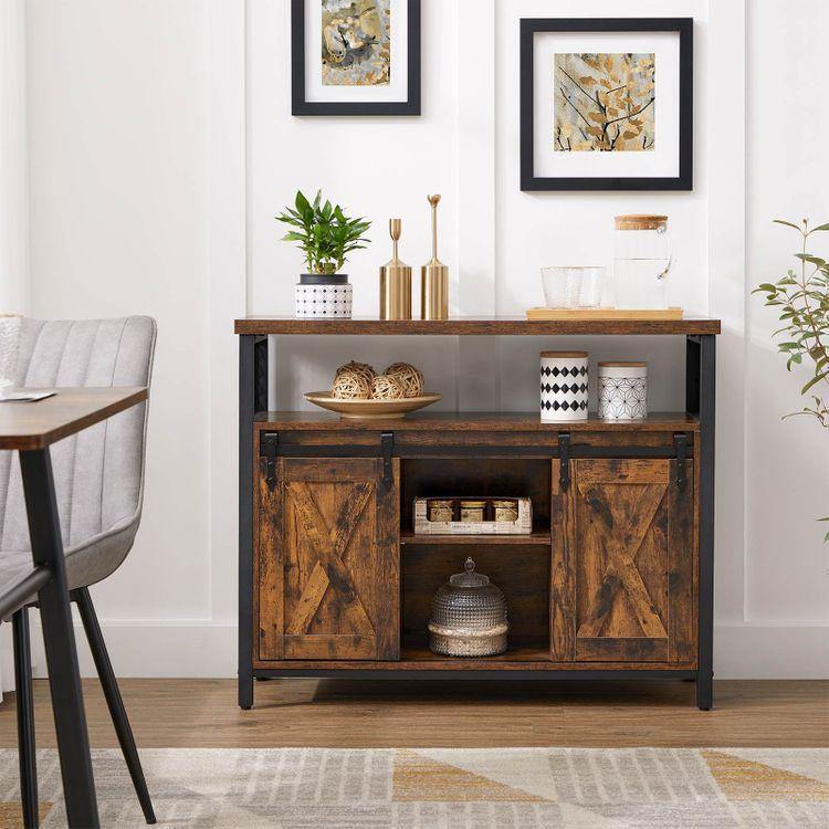 Dining Sideboard Rustic Brown and Black FredCo