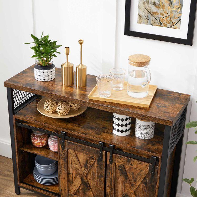 Dining Sideboard Rustic Brown and Black FredCo