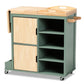 Dorthy Coastal and Farmhouse Two-tone Dark Green and Natural Wood Kitchen Storage Cart FredCo