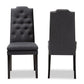 Dylin Modern and Contemporary Charcoal Fabric Upholstered Button Tufted Wood Dining Chair Set of 2 FredCo