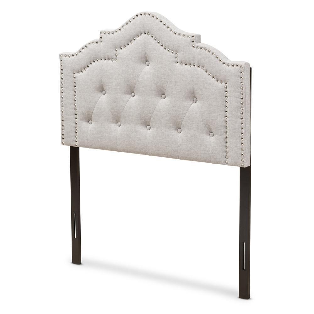 Edith Modern and Contemporary Greyish Beige Fabric Twin Size Headboard FredCo