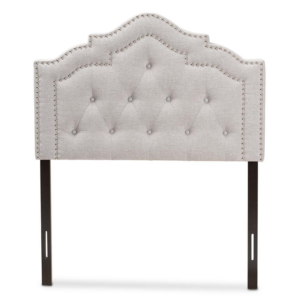 Edith Modern and Contemporary Greyish Beige Fabric Twin Size Headboard FredCo