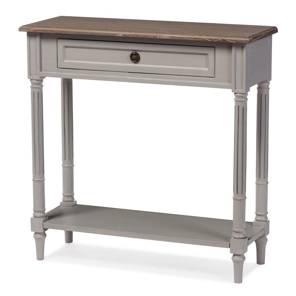 Edouard French Provincial Style White Wash Distressed Wood and