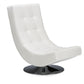 Elsa Modern and Contemporary White Faux Leather Upholstered Swivel Chair with Metal Base FredCo