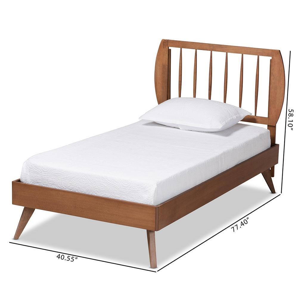 Emiko Modern and Contemporary Walnut Brown Finished Wood Twin Size Platform Bed FredCo