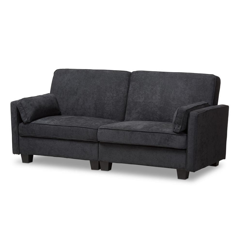 Felicity Modern and Contemporary Dark Gray Fabric Upholstered Sleeper Sofa FredCo