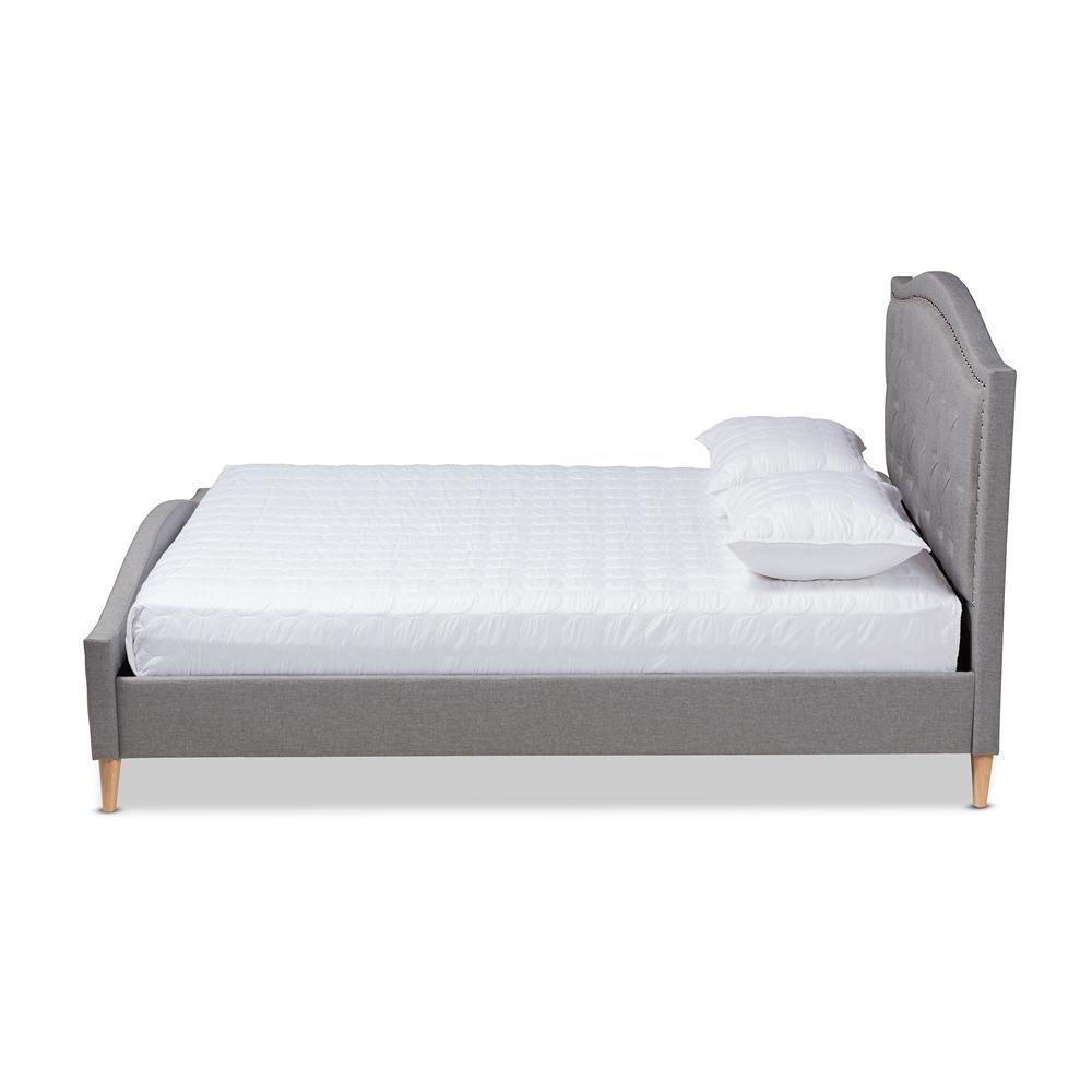 Felisa Modern and Contemporary Grey Fabric Upholstered and Button Tufted Queen Size Platform Bed FredCo