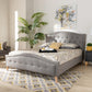Felisa Modern and Contemporary Grey Fabric Upholstered and Button Tufted Queen Size Platform Bed FredCo