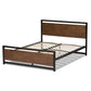 Gabby Industrial Style Antique Bronze Finished Metal and Walnut Wood Queen Size Platform Bed FredCo