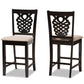 Gervais Modern and Contemporary Transitional Sand Fabric Upholstered and Dark Brown Finished Wood 2-Piece Counter Stool Set FredCo