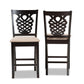 Gervais Modern and Contemporary Transitional Sand Fabric Upholstered and Dark Brown Finished Wood 2-Piece Counter Stool Set FredCo