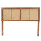 Gilbert Mid-Century Modern Ash Walnut Finished Wood and Synthetic Rattan King Size Headboard FredCo