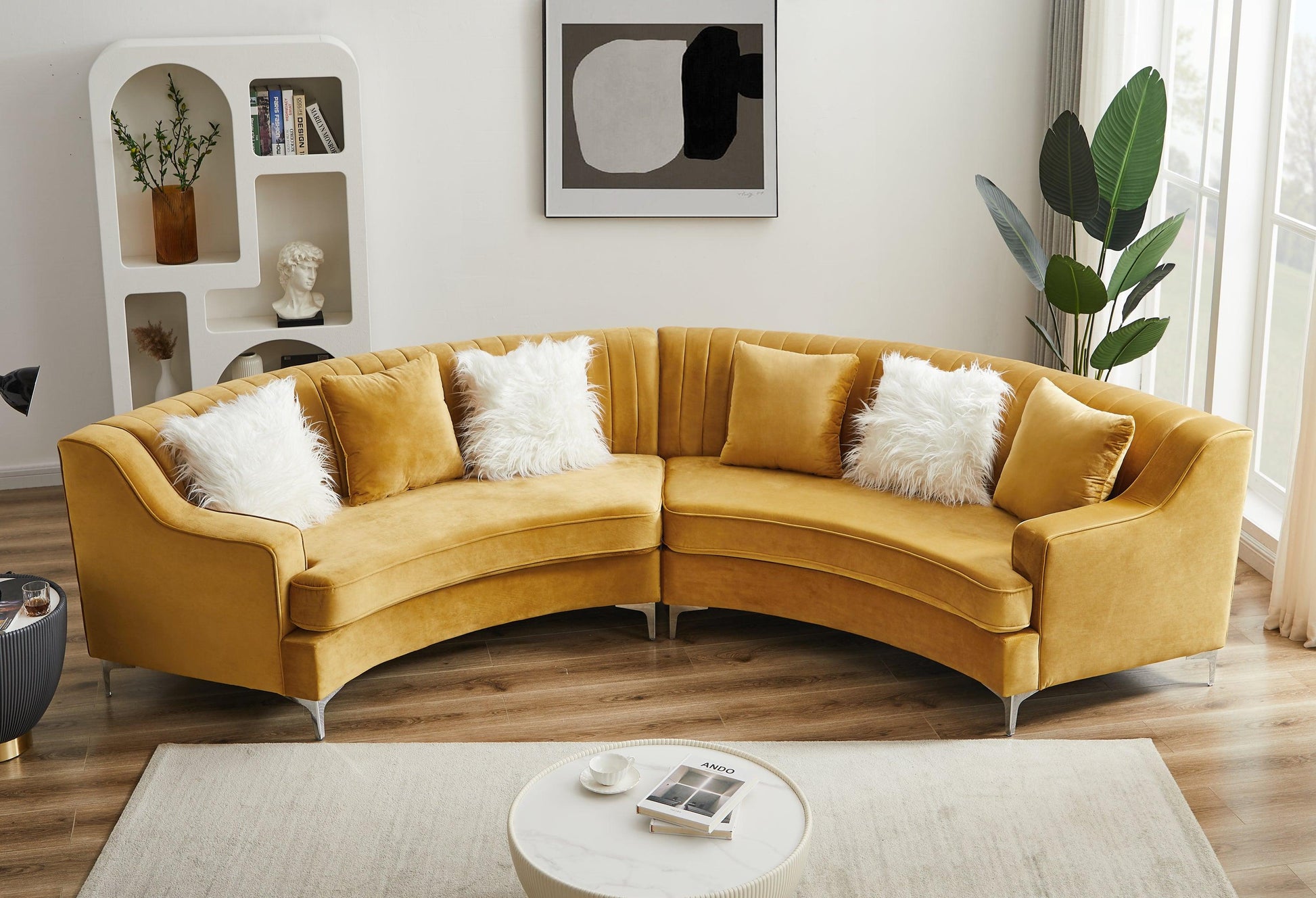 Modway resolute curved performance deals velvet sofa