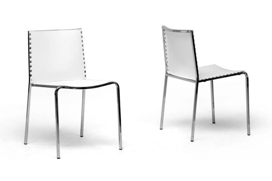 Gridley White Plastic Modern Dining Chair (Set of 2) FredCo