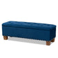 Hannah Modern and Contemporary Navy Blue Velvet Fabric Upholstered Button-Tufted Storage Ottoman Bench FredCo