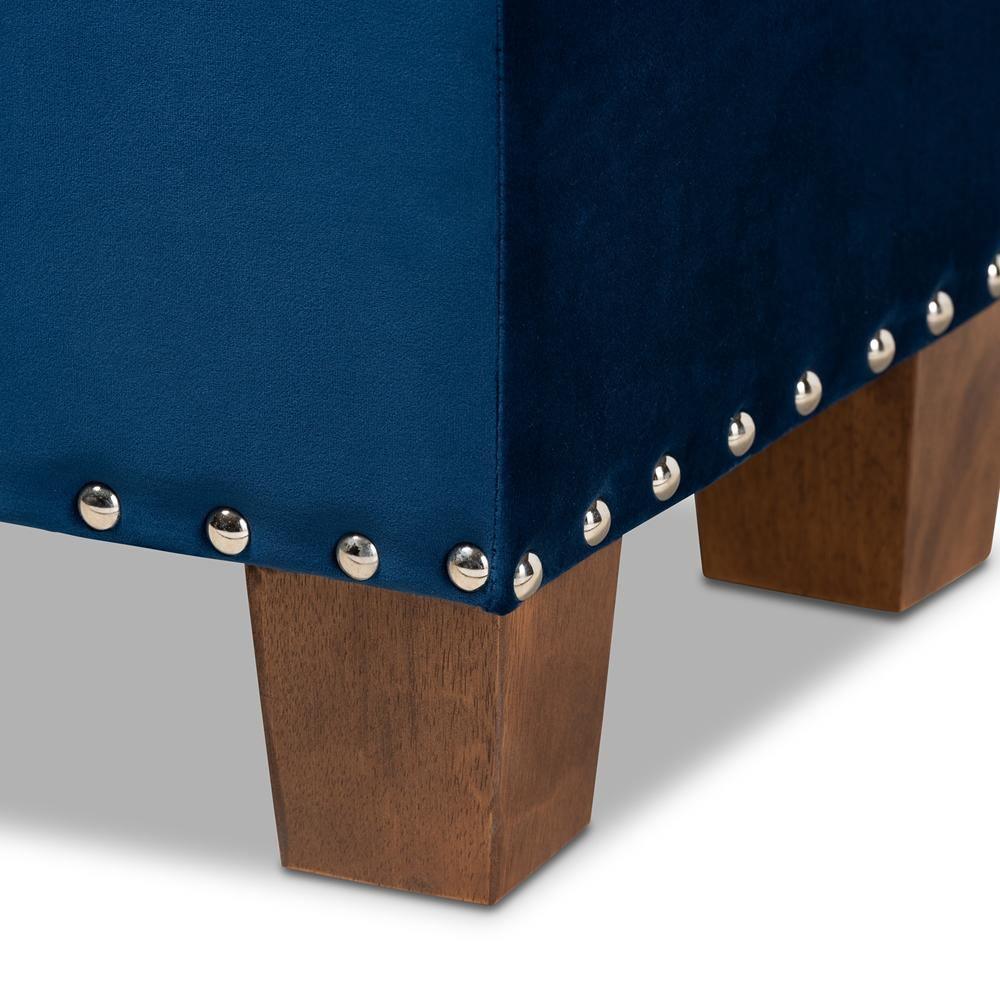 Hannah Modern and Contemporary Navy Blue Velvet Fabric Upholstered Button-Tufted Storage Ottoman Bench FredCo