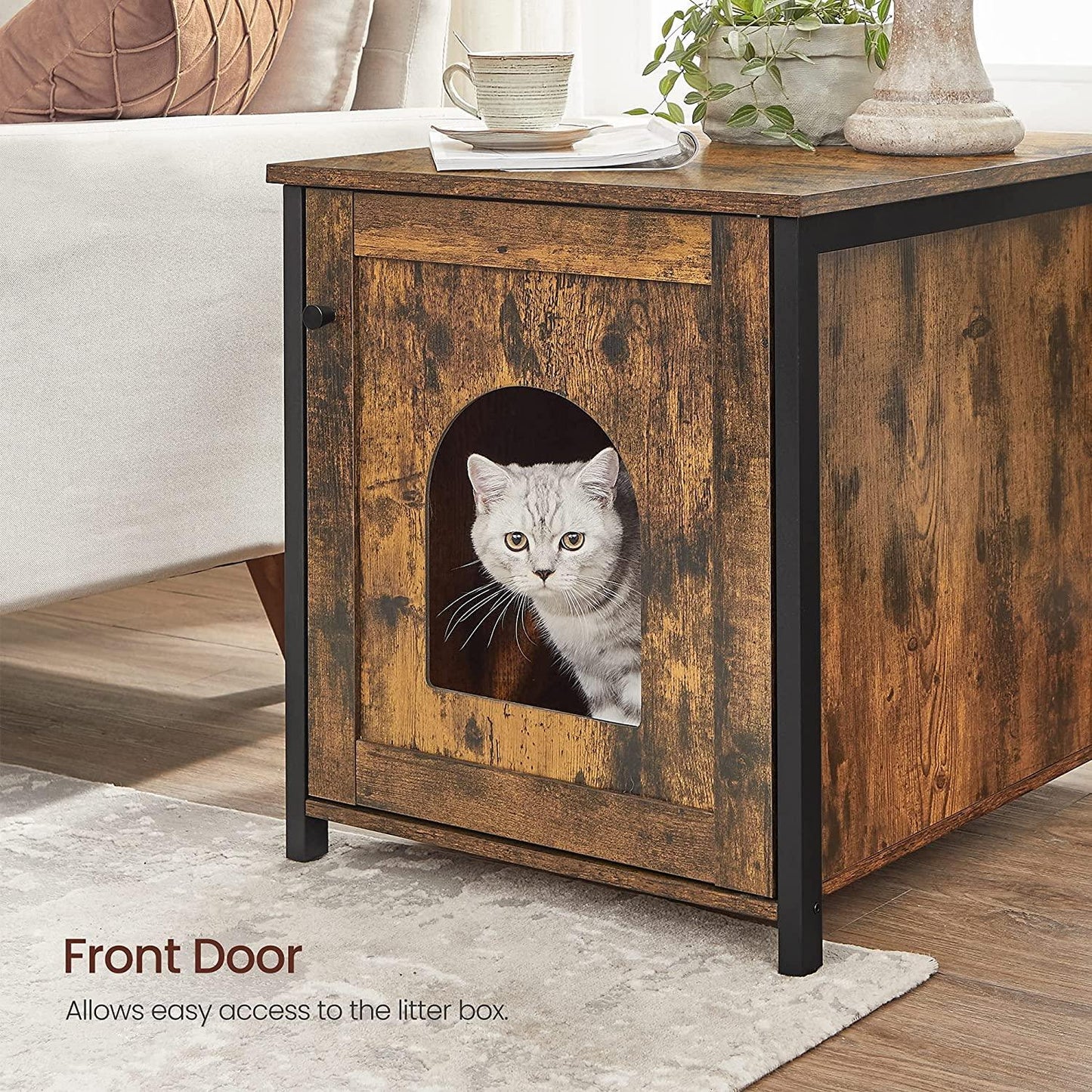 Black litter store box enclosure