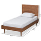 Hiro Mid-Century Modern Walnut Brown Finished Wood Twin Size Platform Bed FredCo