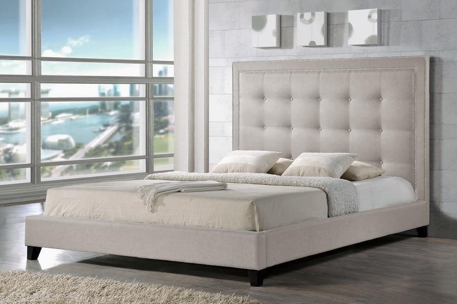 Hirst Light Beige Platform Bed King Size FredCo