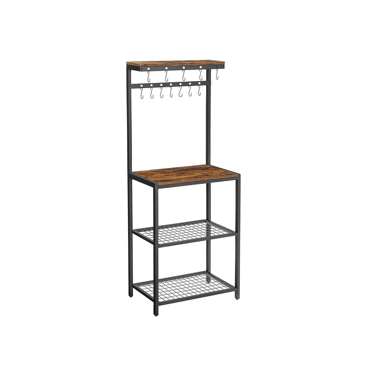 Industrial Brown Baker's Rack with Shelves & Hooks FredCo