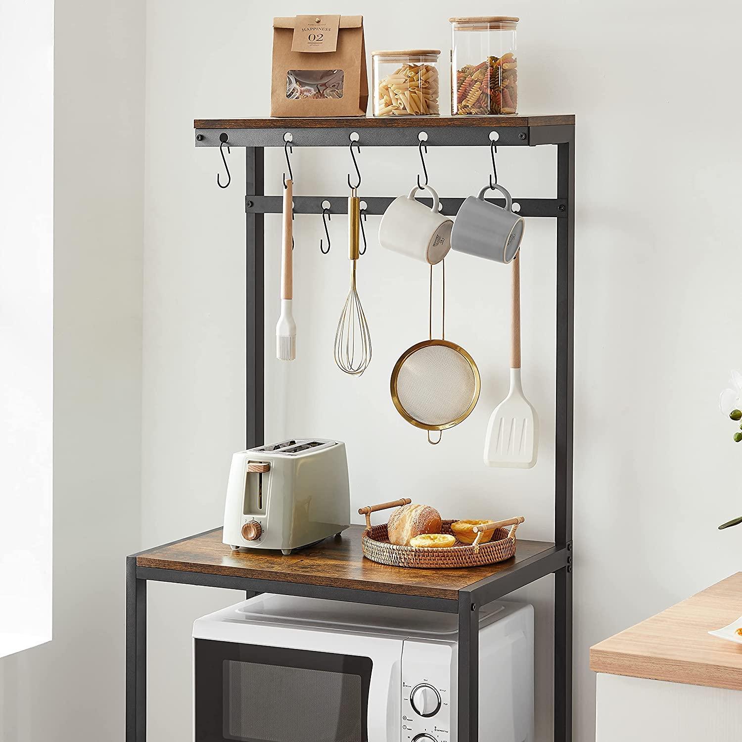 Industrial Brown Baker's Rack with Shelves & Hooks FredCo