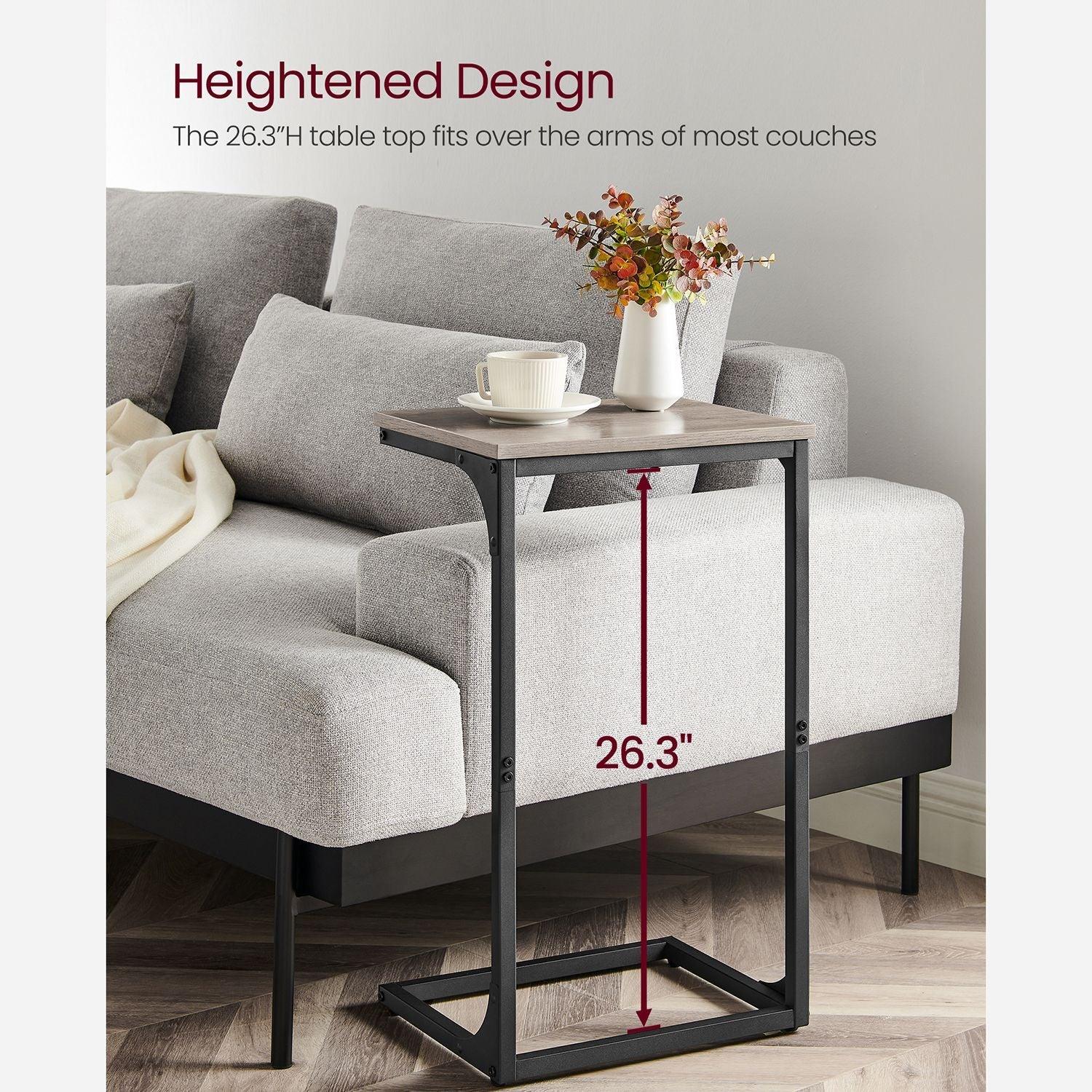 Industrial C-Shaped Side Table, Greige and Black FredCo