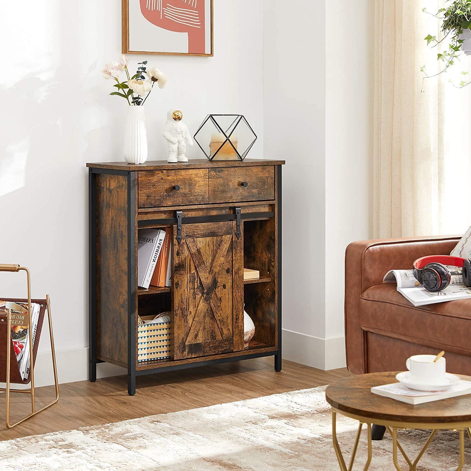 Industrial Storage Sideboard with Sliding Barn Door FredCo