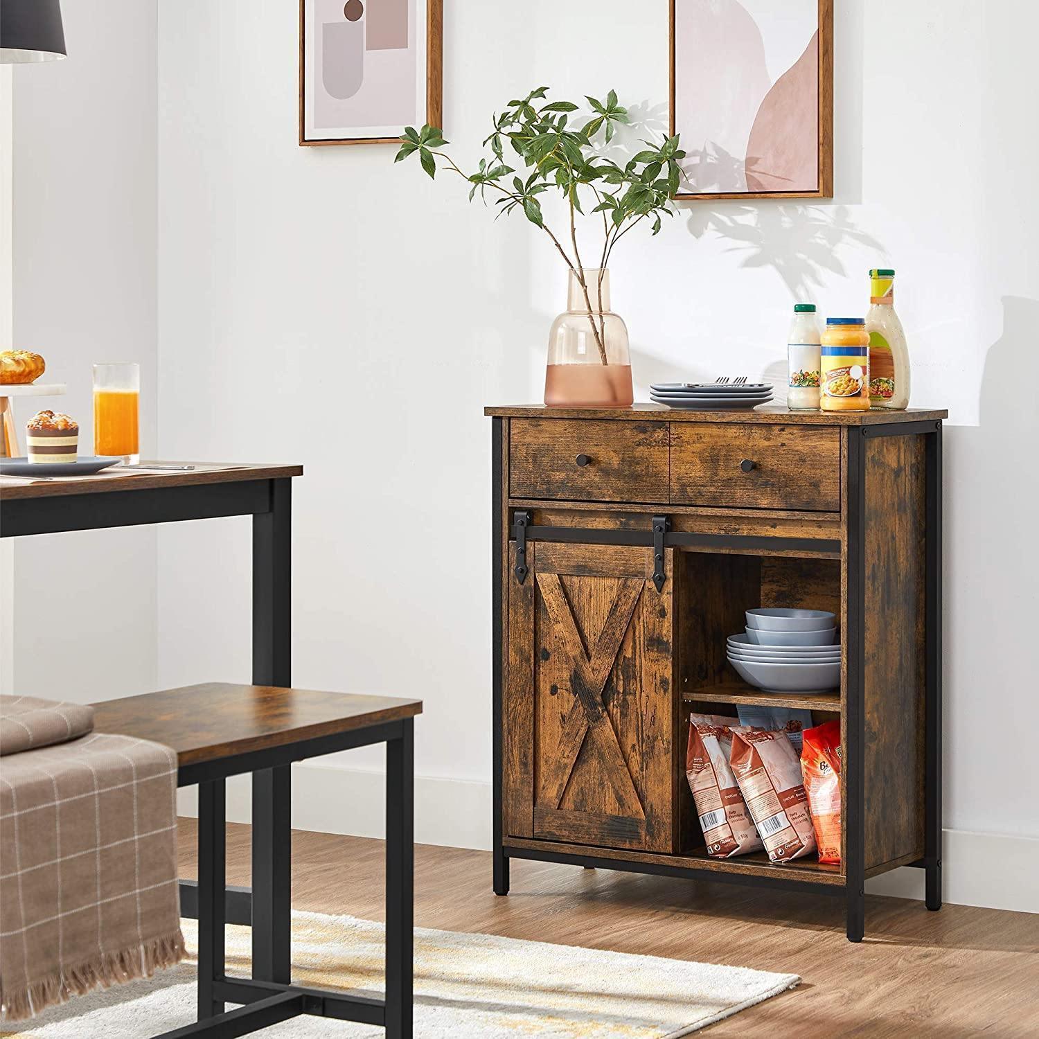 Industrial Storage Sideboard with Sliding Barn Door FredCo