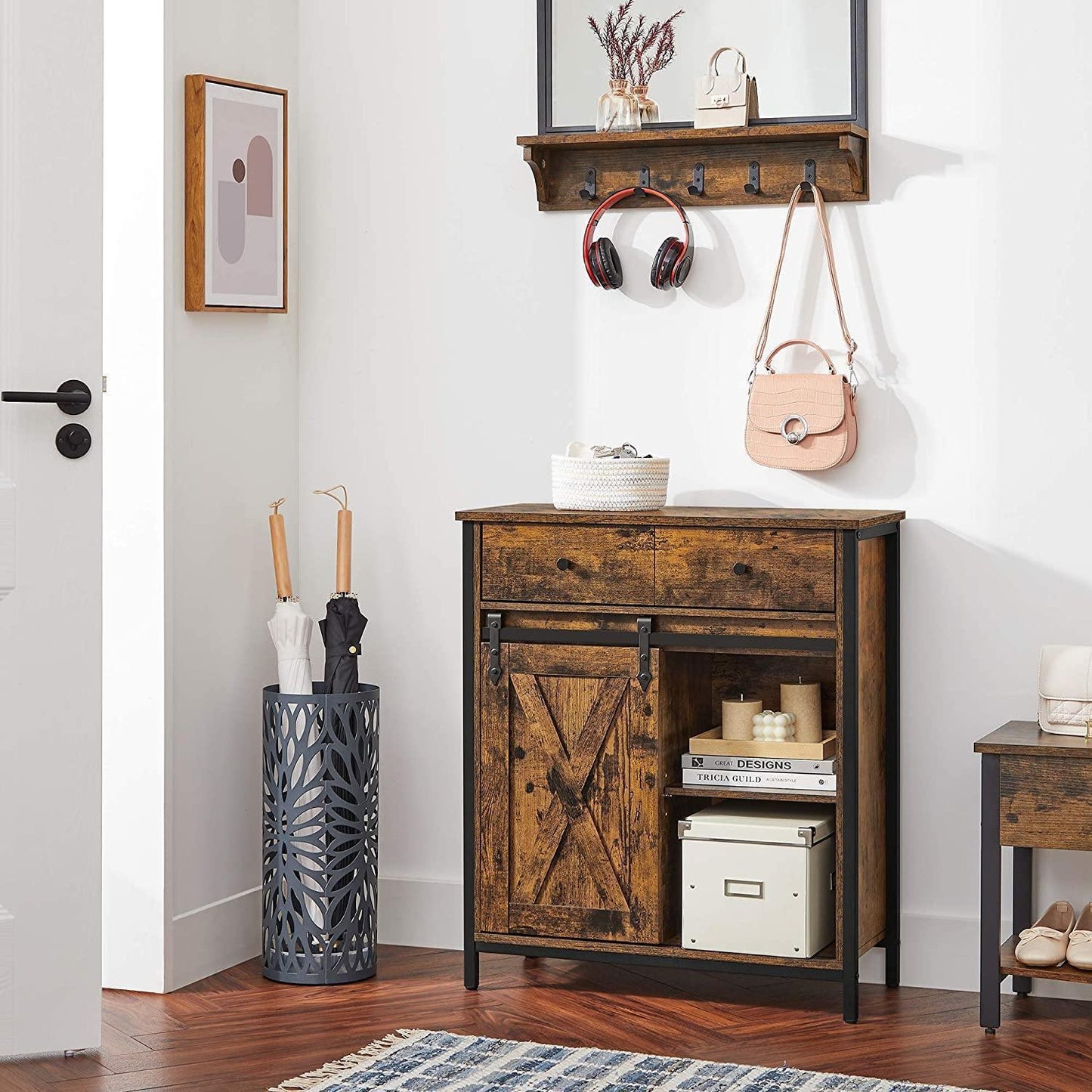 Industrial Storage Sideboard with Sliding Barn Door FredCo