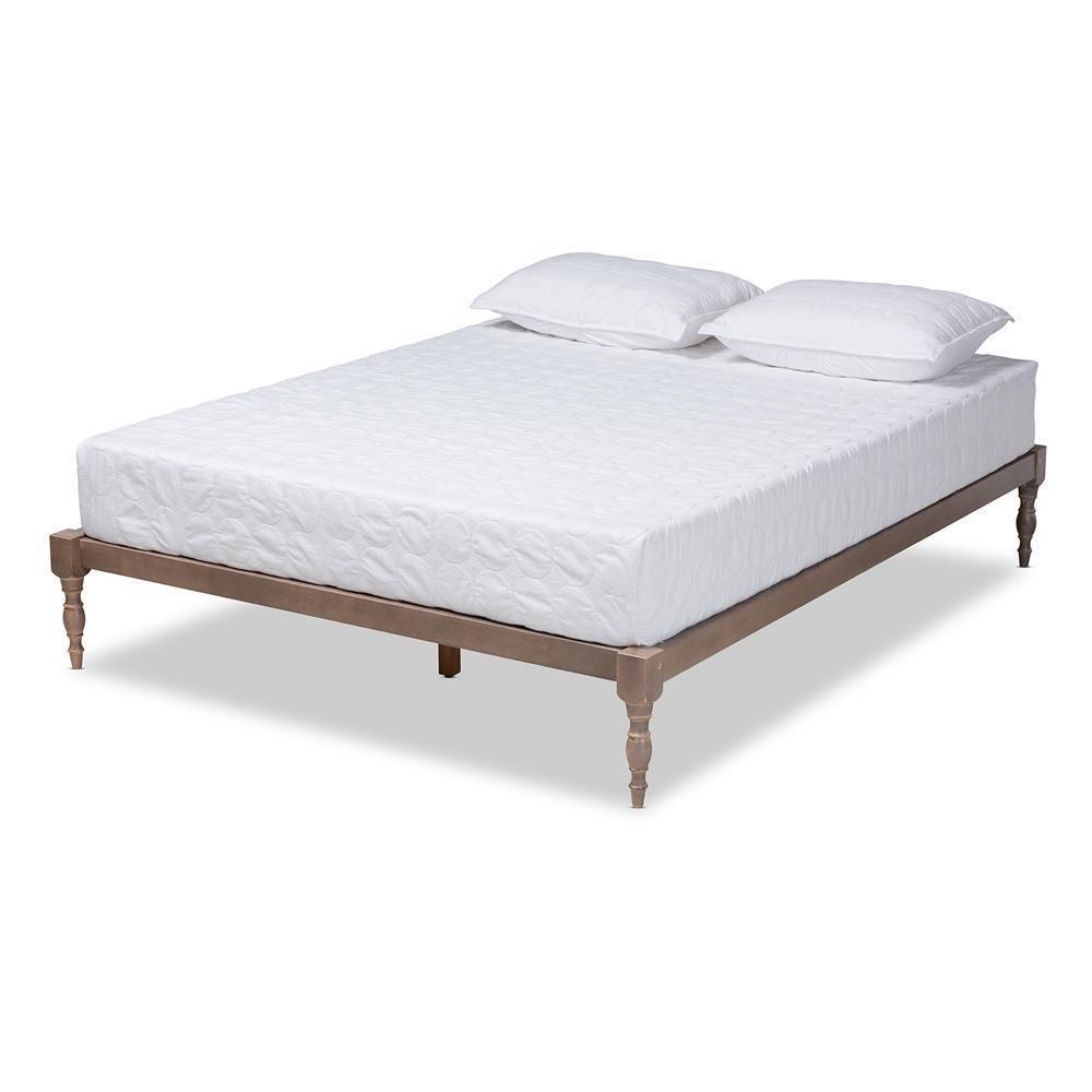 Iseline Modern and Contemporary Antique Oak Finished Wood Queen Size Platform Bed Frame FredCo