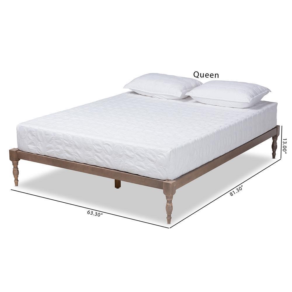 Iseline Modern and Contemporary Antique Oak Finished Wood Queen Size Platform Bed Frame FredCo