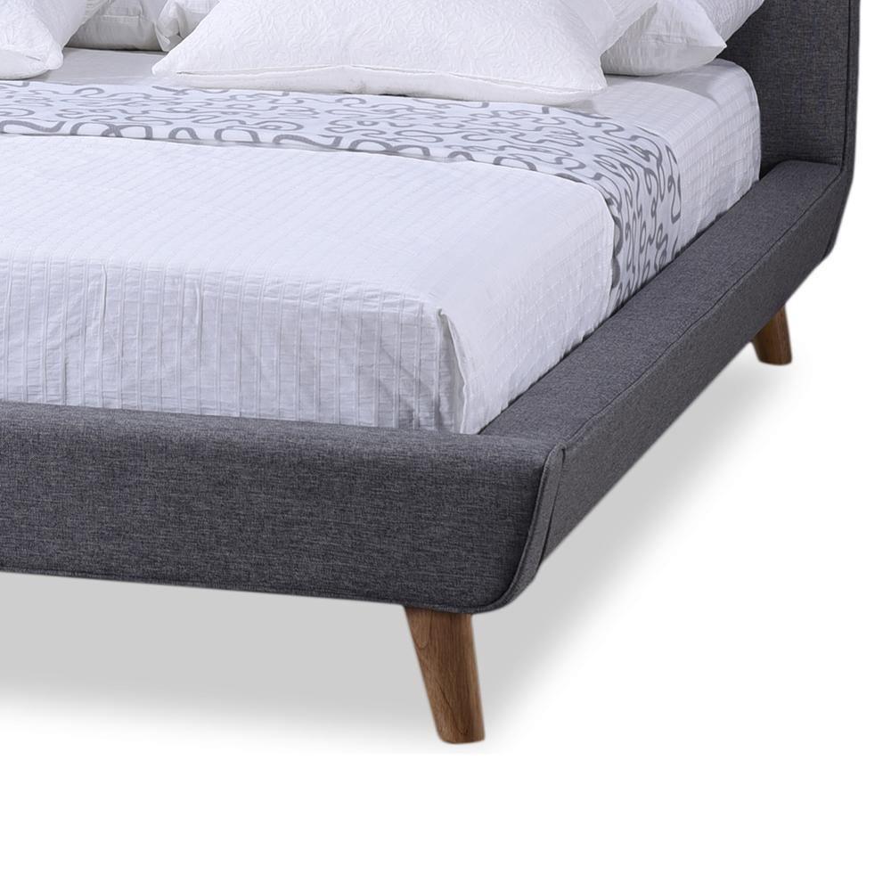 Jonesy Scandinavian Style Mid-century Grey Fabric Upholstered King Size Platform Bed FredCo